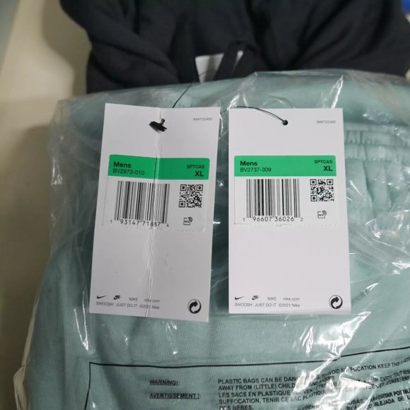 Nike NSW Club Men's 2 PC Sweatsuit Fleece Tracksuit Black Turquoise Set NWT Gift - Picture 11 of 14